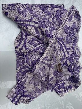 J. McLaughlin Purple Floral Wool Scarf